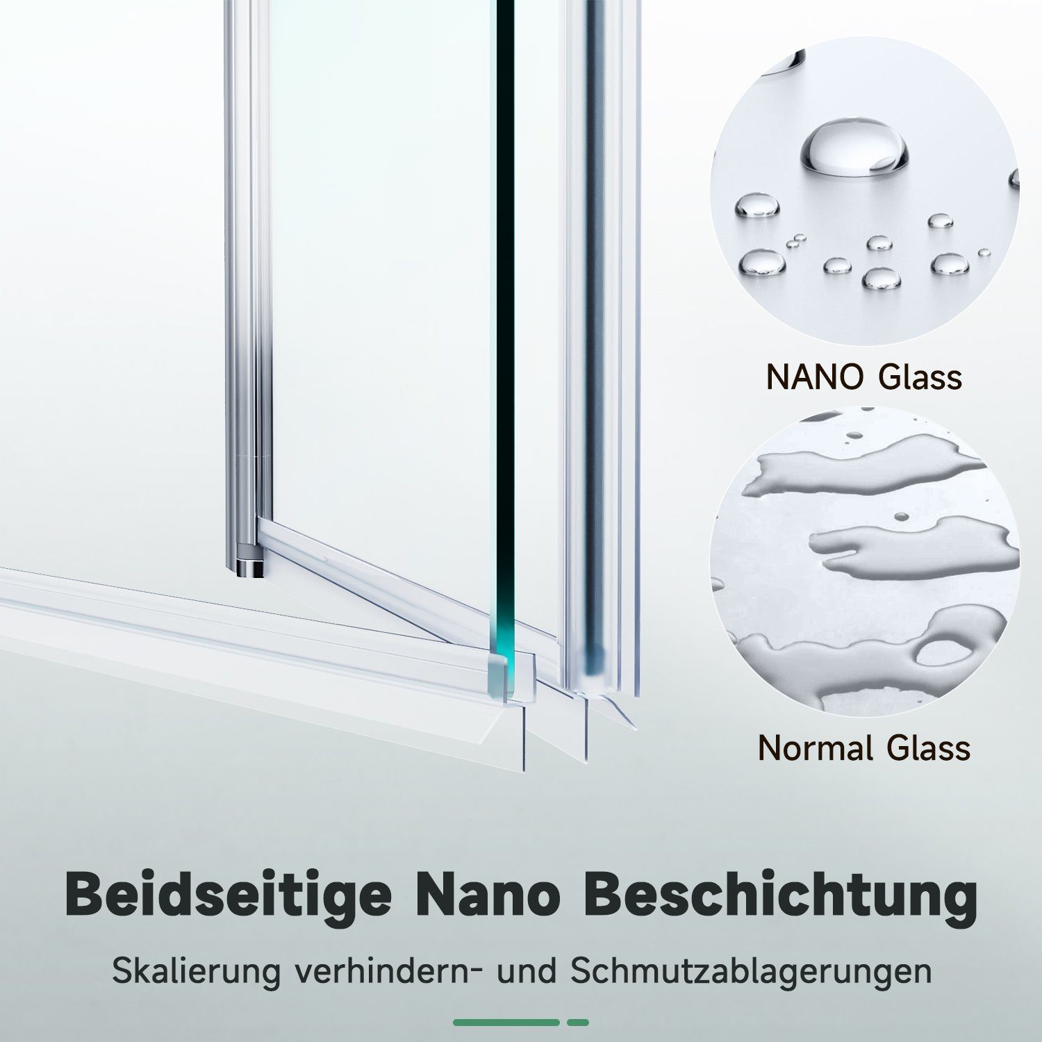SONNI Badewannenaufsatz 100x130 cm Duschtrennwand Faltwand Faltbar Duschabtrennung, Badewannenfaltwand,2-teilig, Nano Glas,Komfort