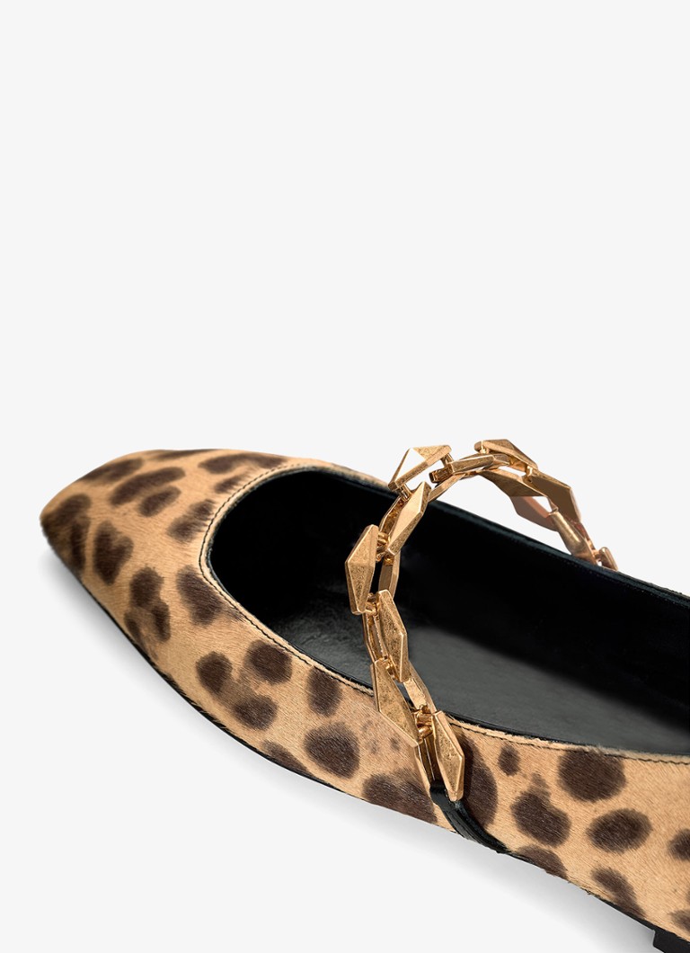 Jimmy Choo Diamond Tilda ballerina i kalveskinn med leopardtrykk