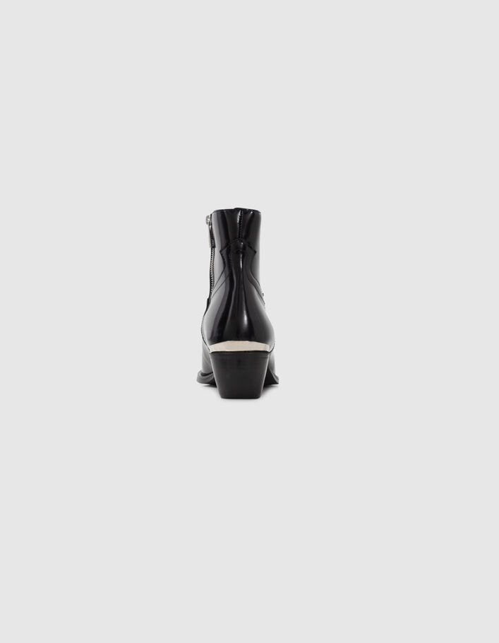 Boots noirs cuir avec barrettes métal Femme