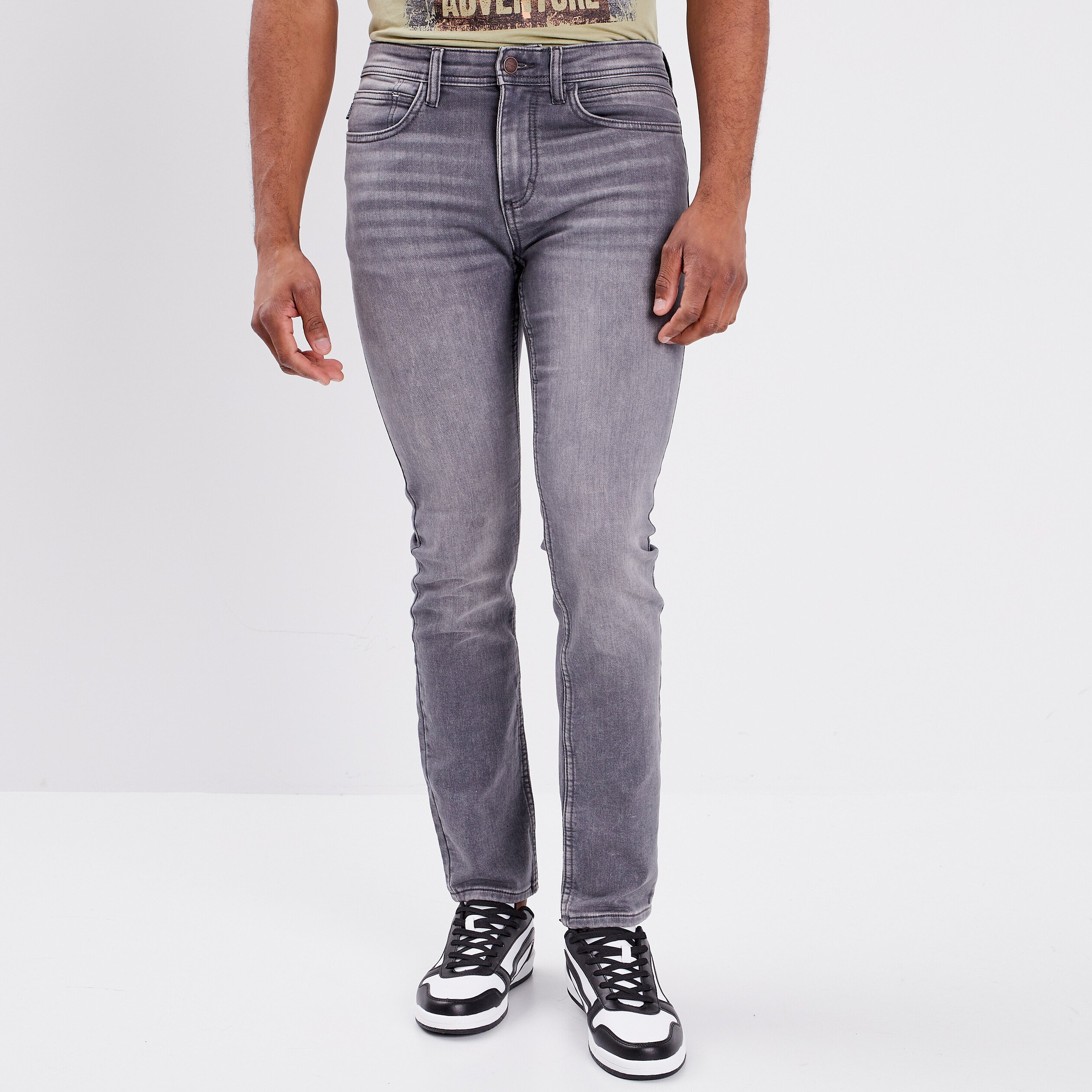 Jeans slim stretch Creeks denim gris homme | La Halle