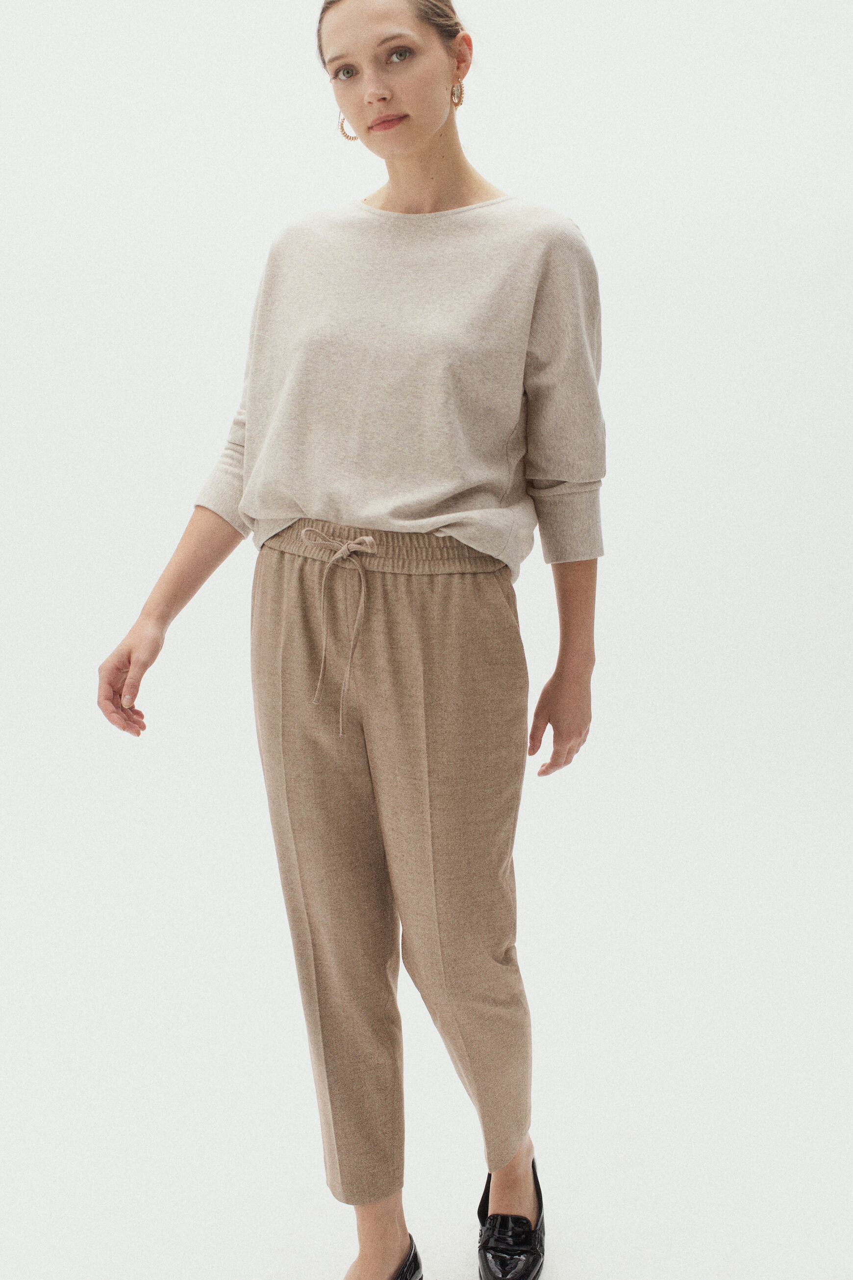 pantalon danny rayures beige femme