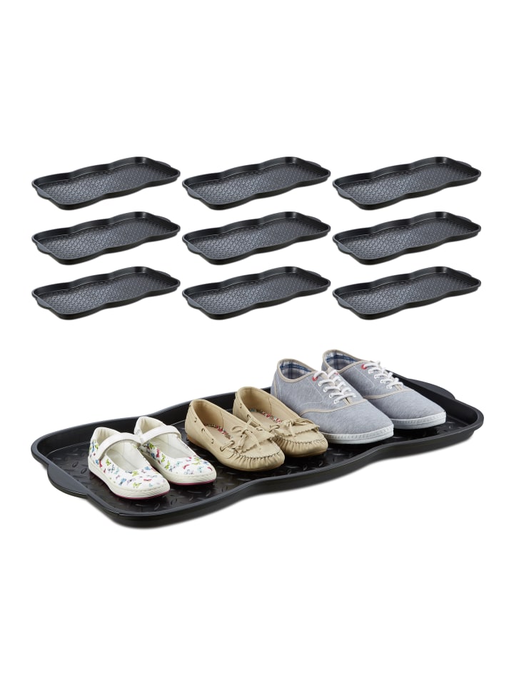 relaxdays 10x Schuhabtropfschale in Schwarz - (B)75 x (H)3 x (T)38 cm günstig kaufen onesize