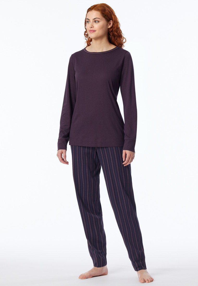 Schlafanzug lang Bündchen Streifen multicolor - Comfort Nightwear