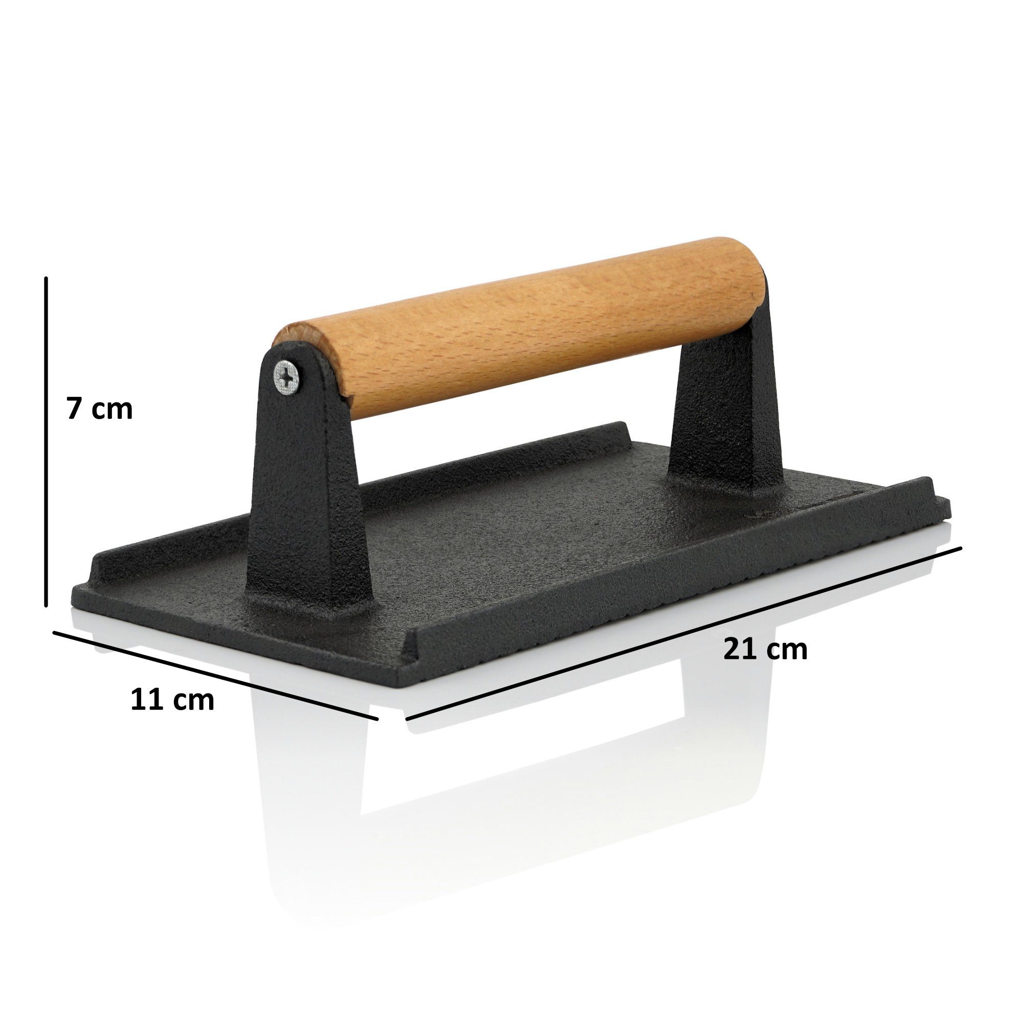 BBQ-Toro Burgerpresse 2er Set Gusseisen Fleischbeschwerer, 1 kg Grillgewicht mit Holzgriff (2 St), Gusseisen
