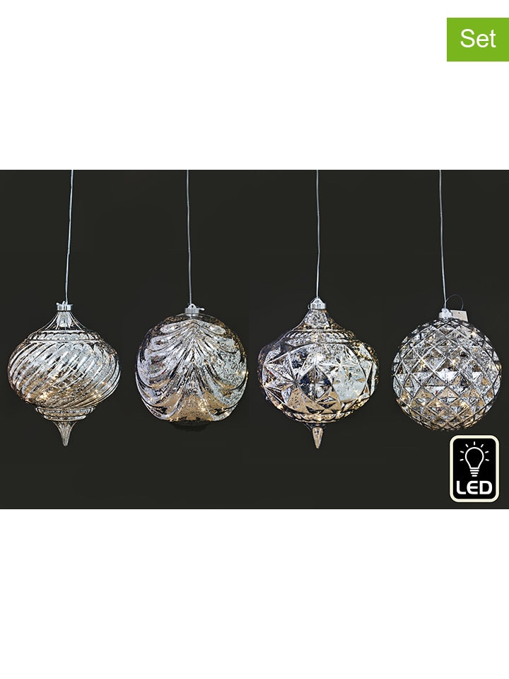 SiL Interiors 4er-Set: Dekoleuchten in Silber - Ø 20 cm günstig kaufen onesize