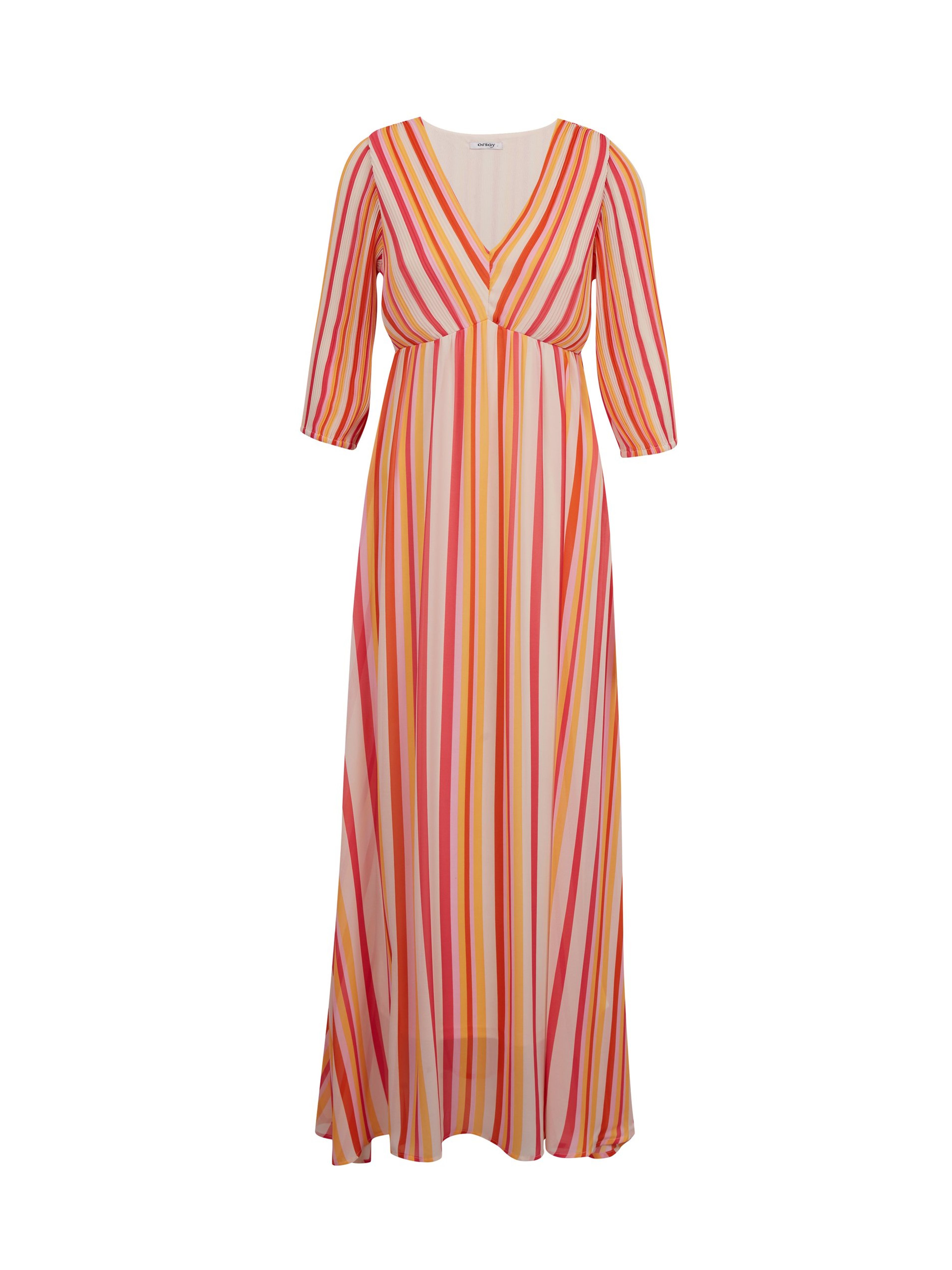 Rosa-orange gestreiftes Maxikleid für Damen ORSAY