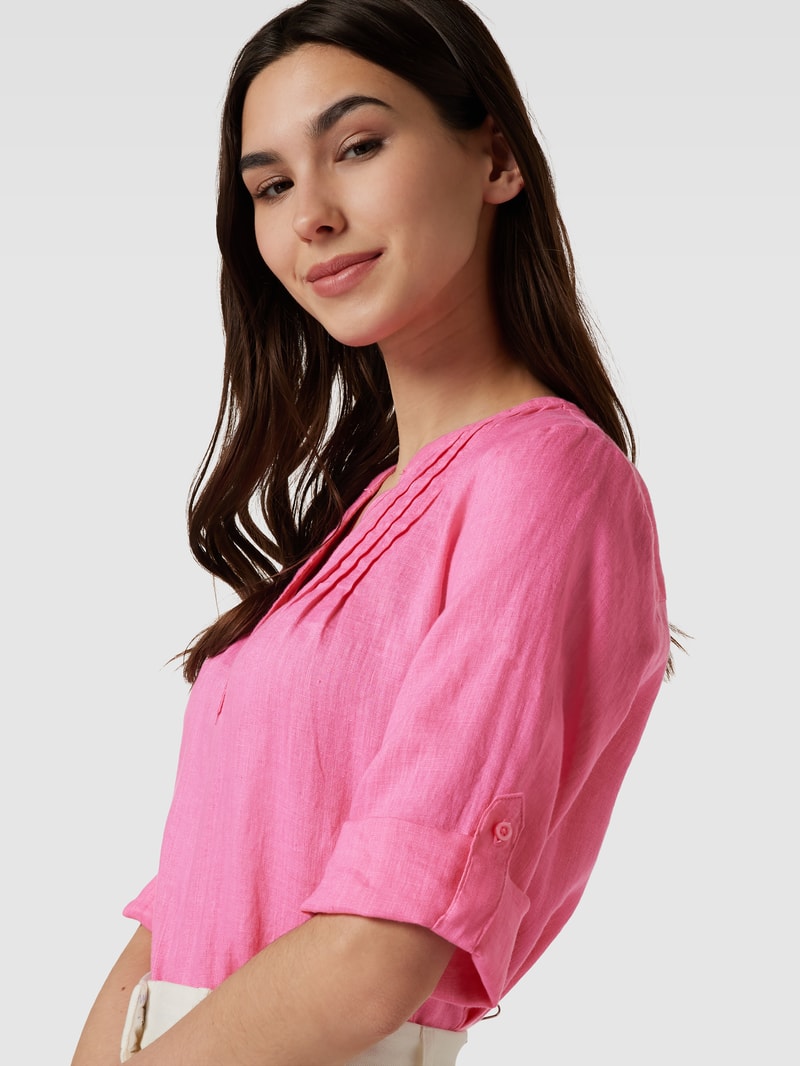 Leinentunika mit Allover-Muster in pink