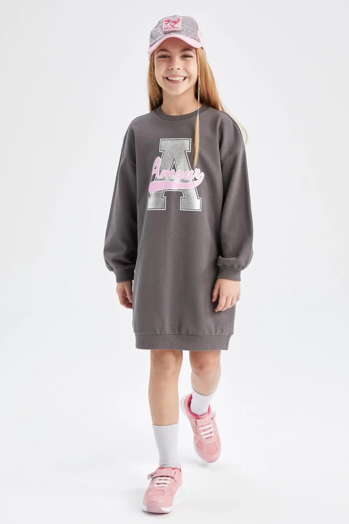 DeFacto  Bedrucktes Sweatkleid mit Rundhalsausschnitt für Mädchen - Langarm Z4933a623sp