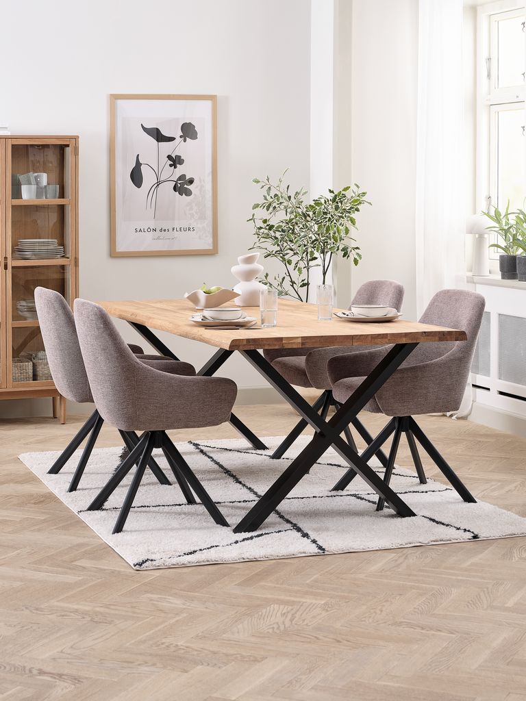 ROSLEV ROSTRUP ROSLEV L200 Tisch Natureiche 4 Stühle ROSTRUP Sand/Schwarz