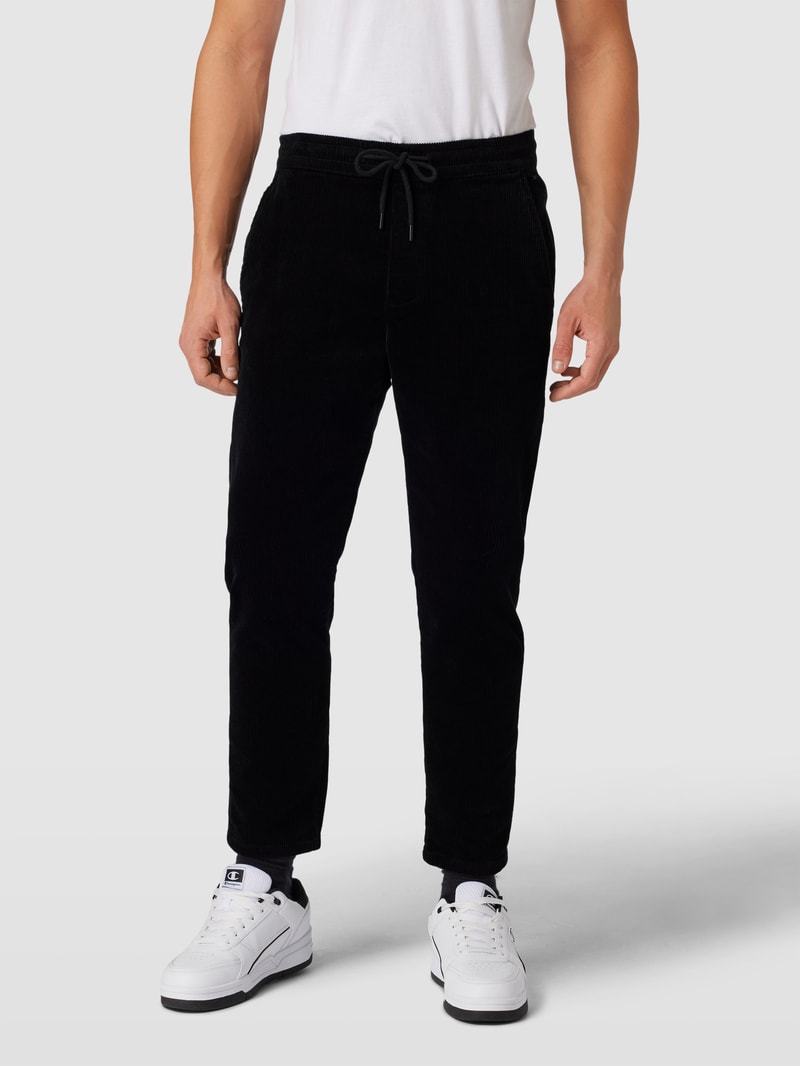 Tapered Cropped Hose aus Cord Modell 'LINUS' in schwarz
