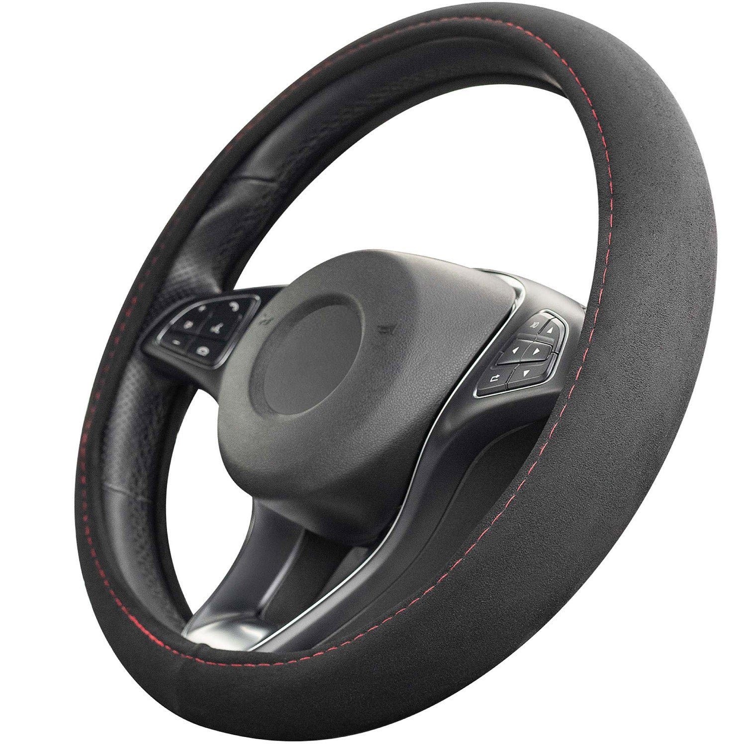 Upgrade4cars Lenkradbezug Alcantara Optik, Ø 37,00 - 39,00 cm, Sportlich-Elegante Wildlederähnliche Struktur