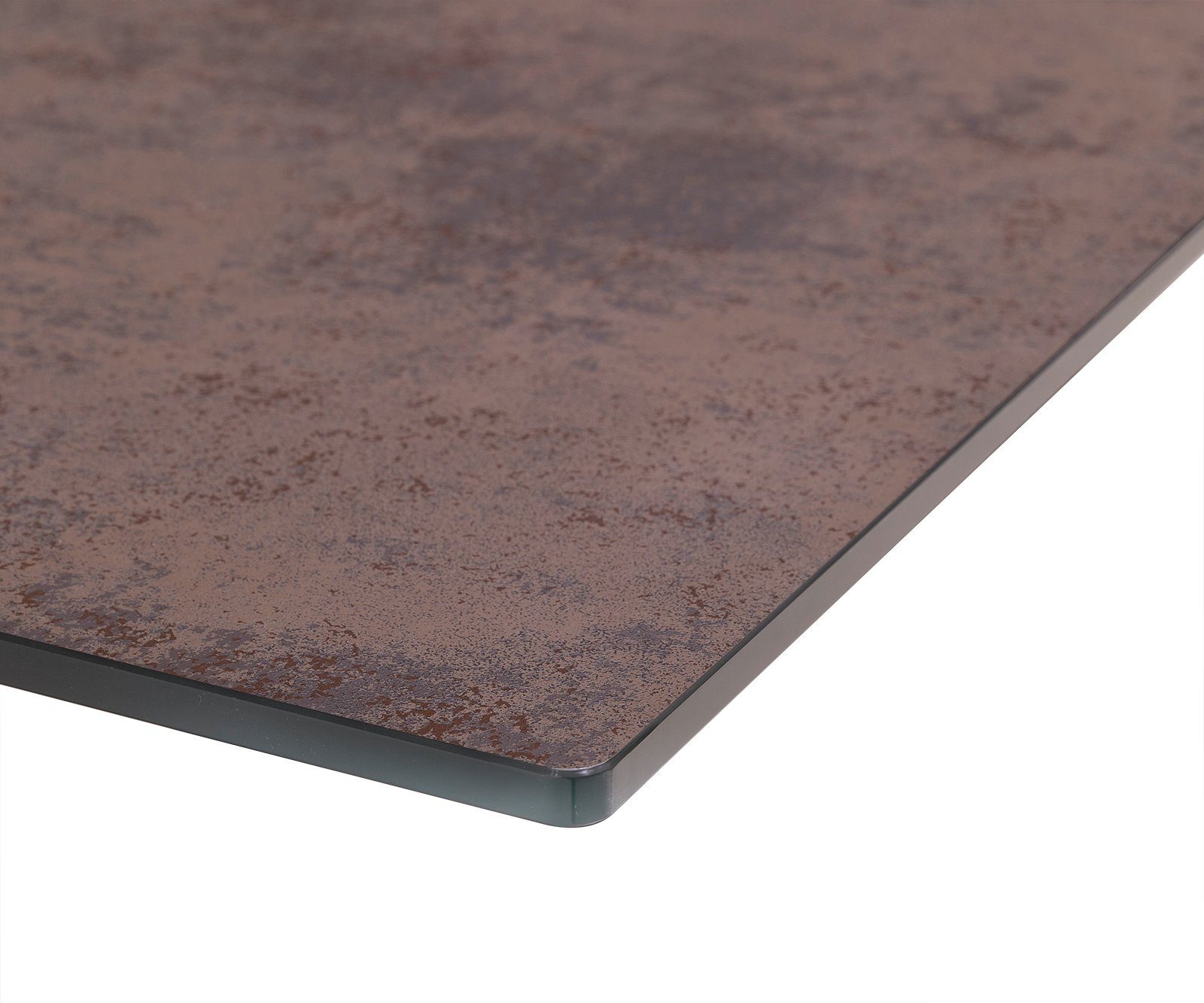 DELIFE Esstisch Edge, Glas Antique-braun 140x90cm Mittelfuß Flachstahl Schwarz