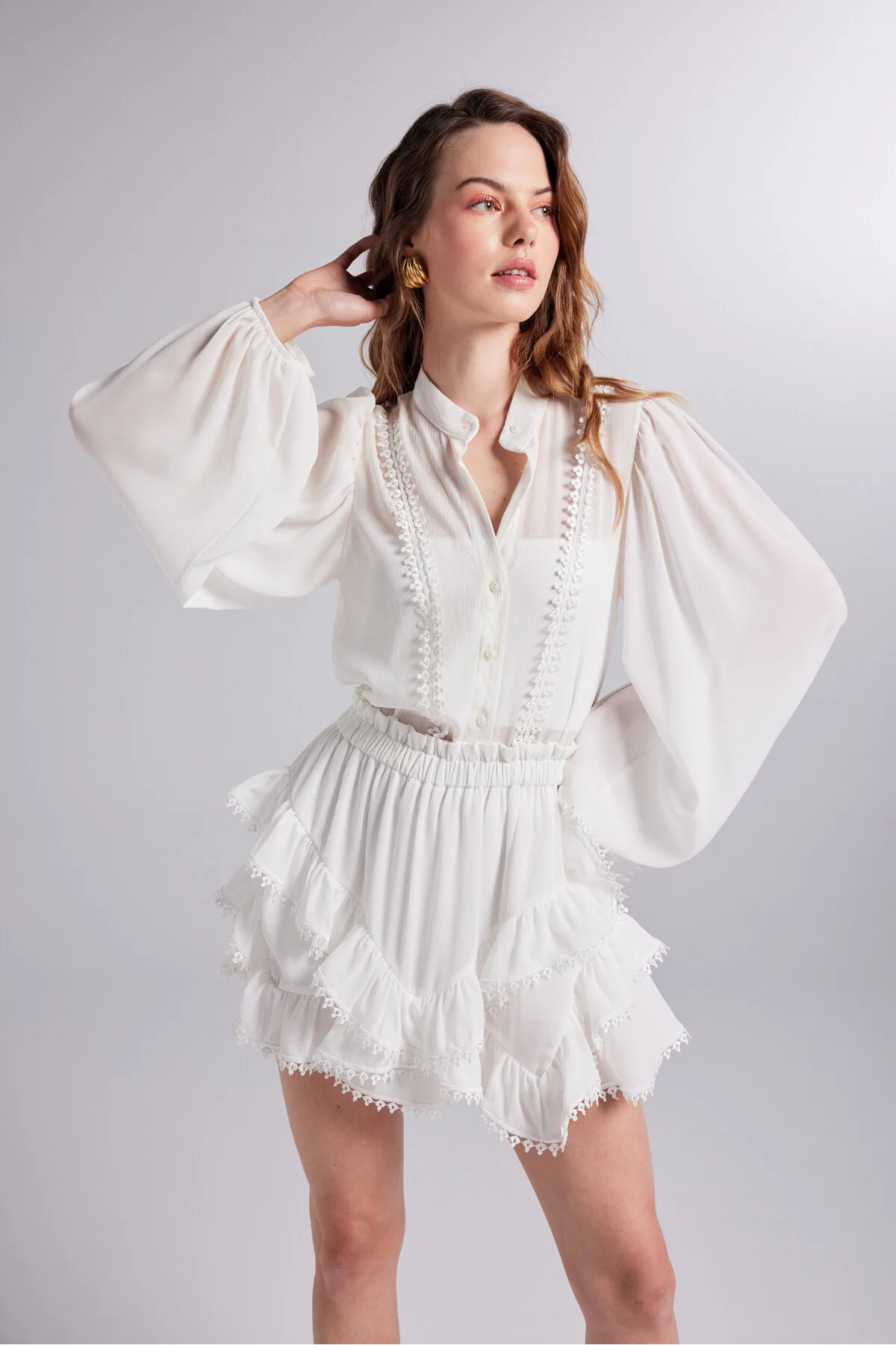 HOLLY LOLLY  Pixie-Shirt mit Stickerei, detailliertes Unterhemd, Weiß