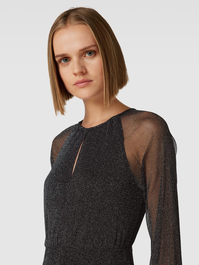 Abendkleid mit Effektgarn in schwarz