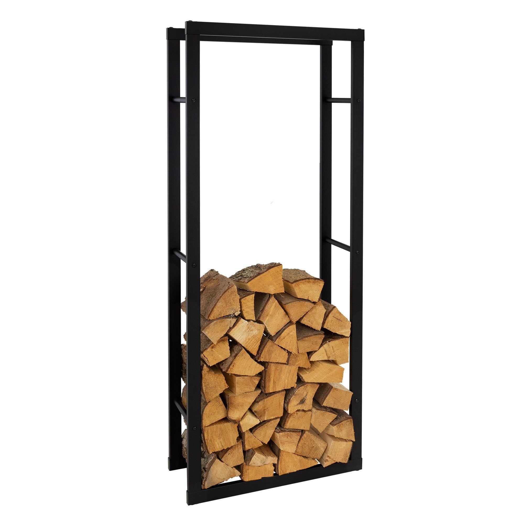 ML-DESIGN Kaminholzregal Brennholzregal Holzaufbewahrung Kaminholzständer Kaminholzhalter, BxTxH:25x60x150 cm, Schwarz 60x150x25cm rechteckig Metall Innen/Außen