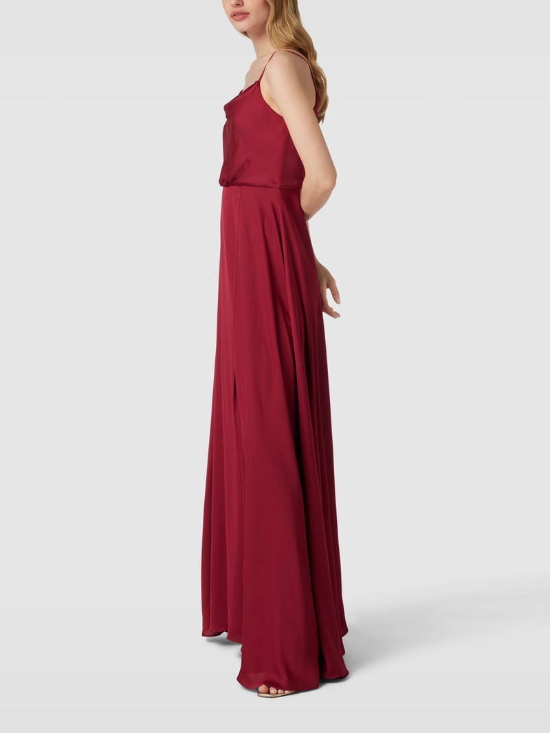 Abendkleid mit Wasserfall-Ausschnitt in dunkelrot