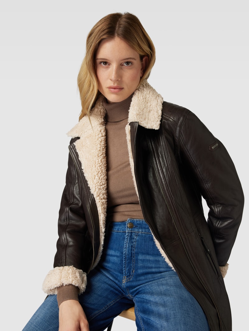 Jacke mit Reverskragen in dunkelbraun