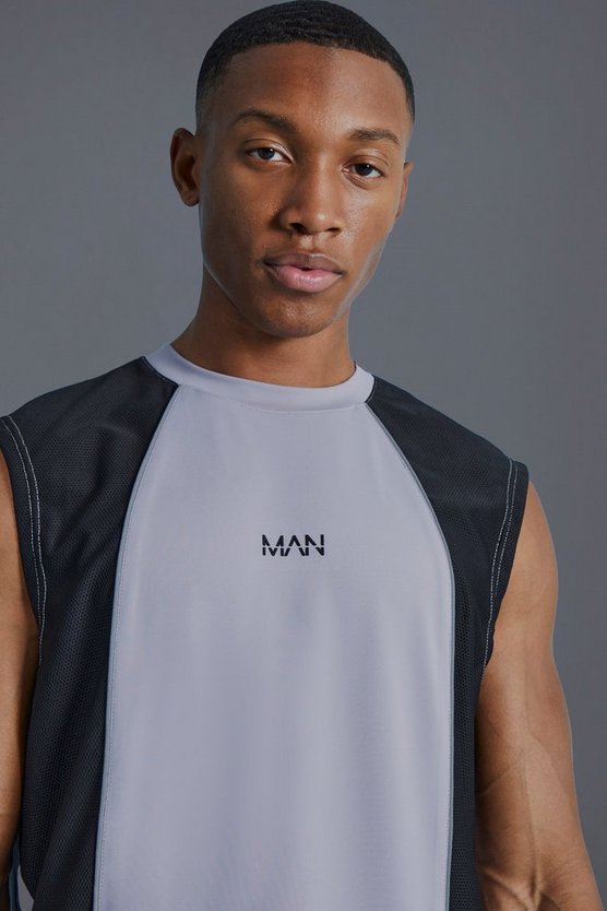Man Active Muscle-Fit Colorblock Tanktop