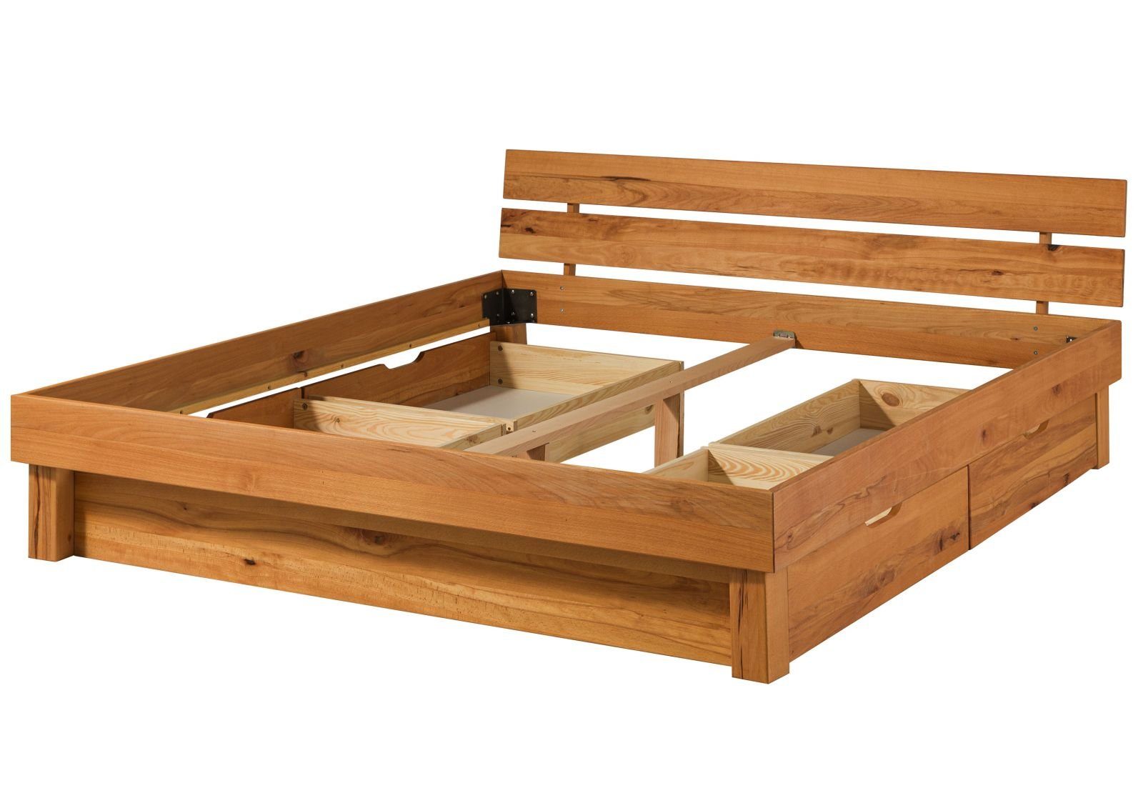 Massivmoebel24 Massivholzbett TomMe Bett 160x200 mit Schubkästen #131 Kernbuche massiv geölt