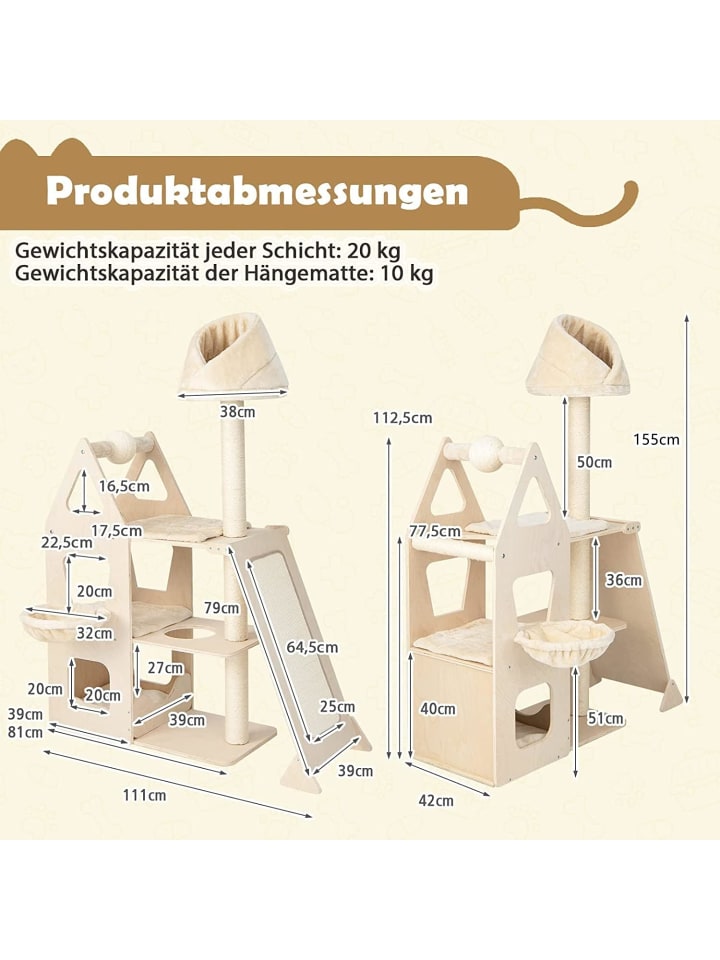 COSTWAY Kratzbaum mit Korb in Beige günstig kaufen 42 cm