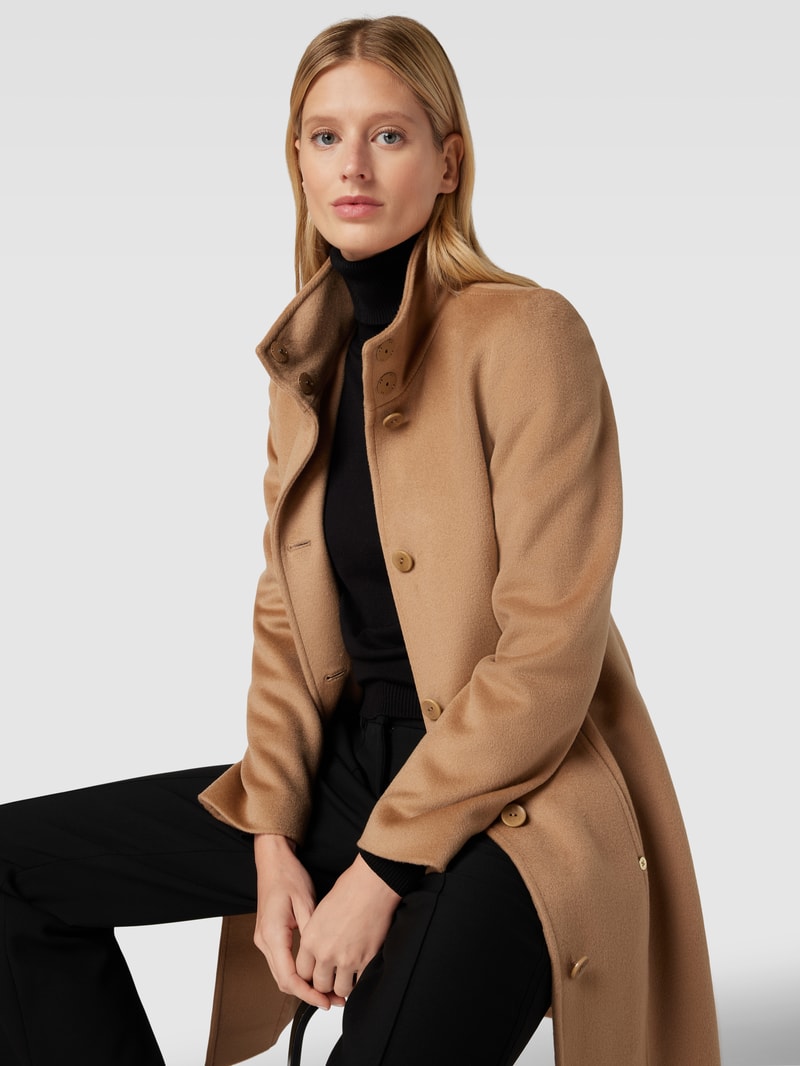 Wollmantel mit Stehkragen Modell 'LIZ' in camel