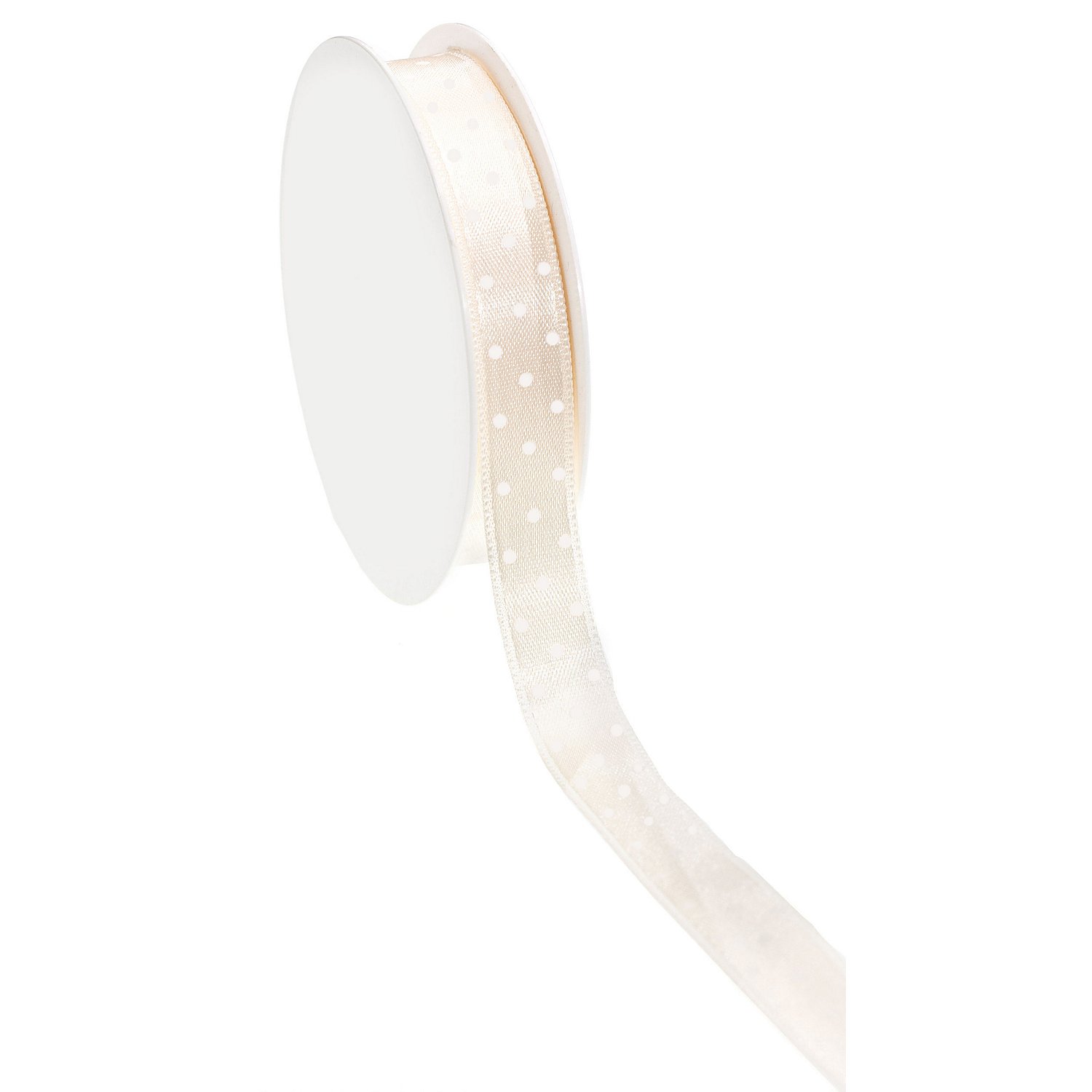 Satin-Tupfenband, creme, 15 mm, 10 m