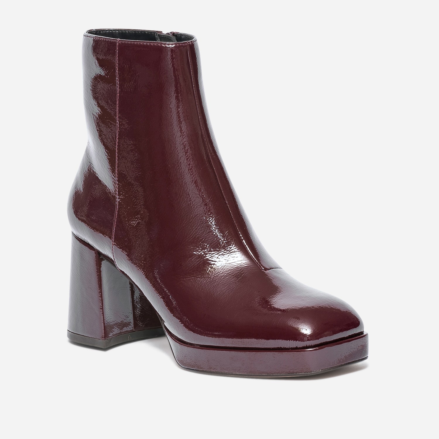 Boots bordeaux verni à plateforme
