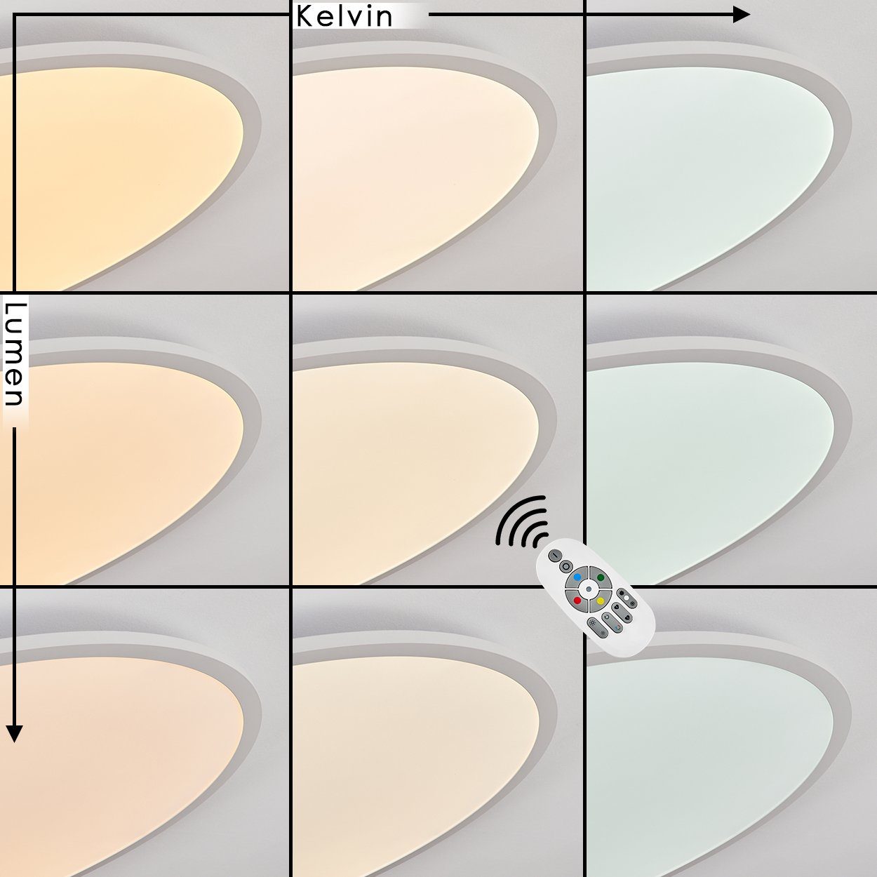 hofstein Deckenleuchte dimmbare Deckenlampe aus Metall/Kunststoff in Weiß (80 cm), LED wechselbar, 2700-6500 Kelvin, RGB Farbwechsler, steuerbar über Smart App/ Fernbedienung