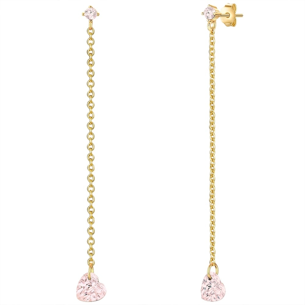 Glanzstücke München Boucles doreilles Coeur Argent sterling Quartz rose en Or jaune Boucles d'oreilles