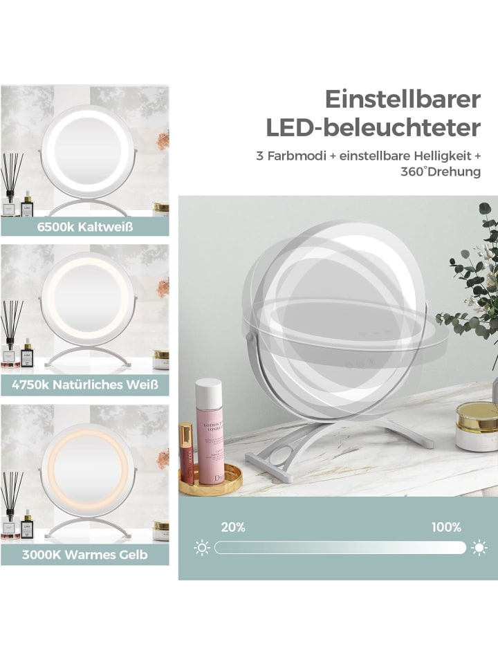 COSTWAY Kosmetikspiegel mit Beleuchtung in Silber günstig kaufen onesize