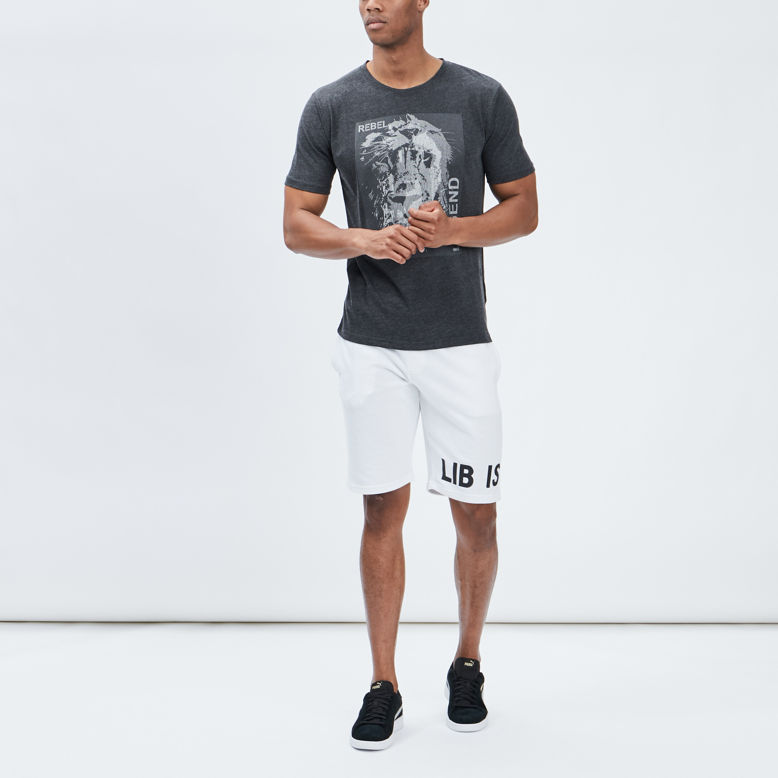 T-shirt manches courtes gris foncé homme | La Halle