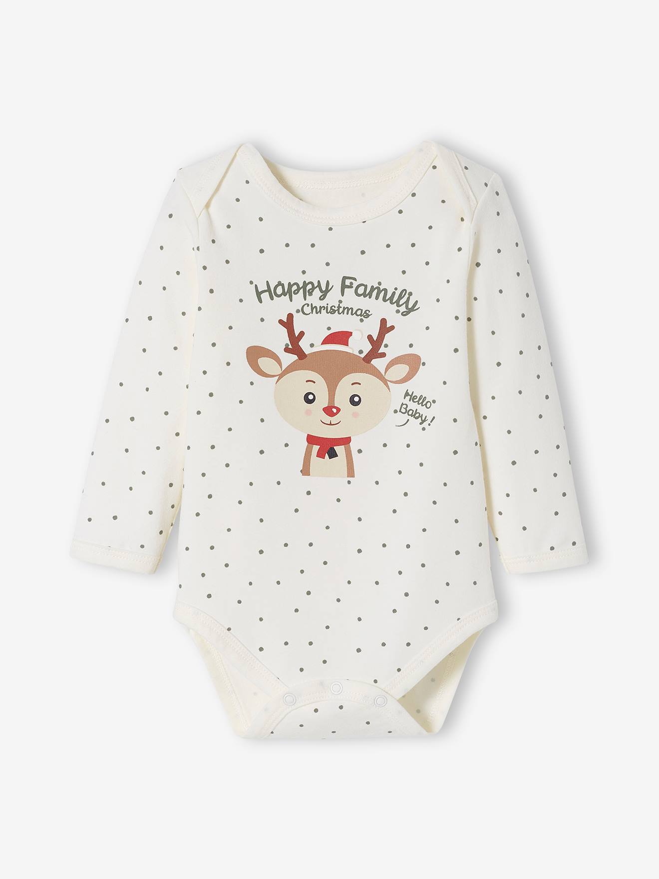 Body de Noël bébé capsule famille manches longues écru