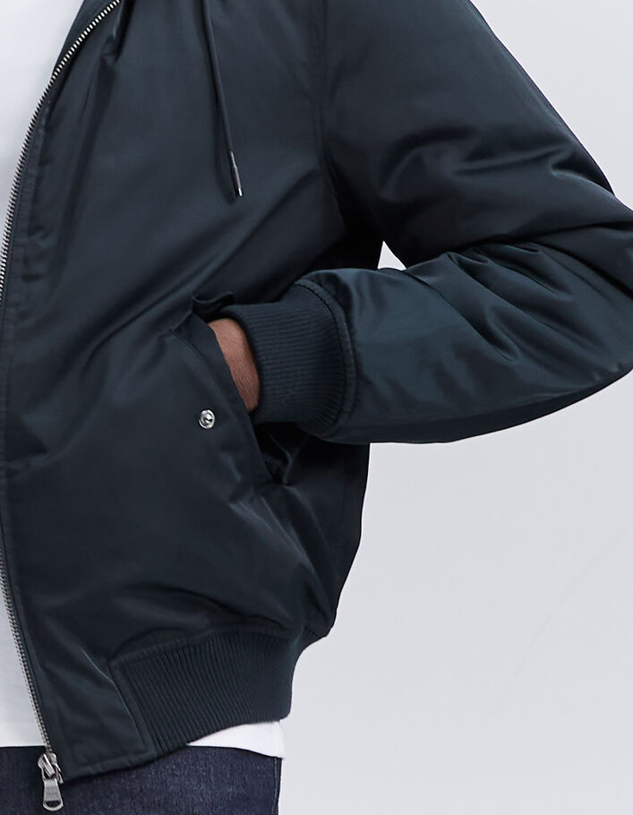 Bomber marine en nylon capuche amovible Homme