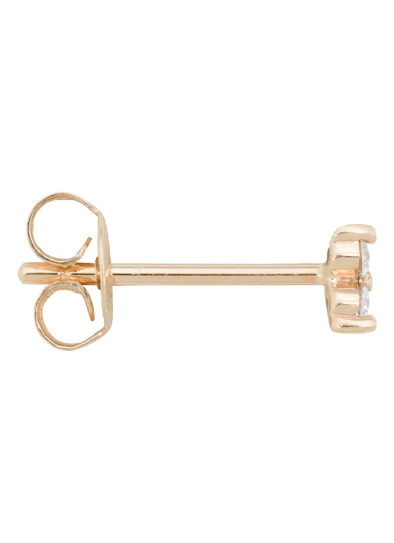 Anna + Nina Trio single stud earring in 14 carat yellow gold with diamond