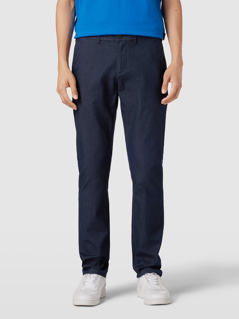 Slim Fit Chino mit Strukturmuster in marineblau