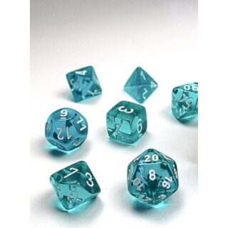 Translucent Mini-Polyhedral Teal/white Würfel (7)