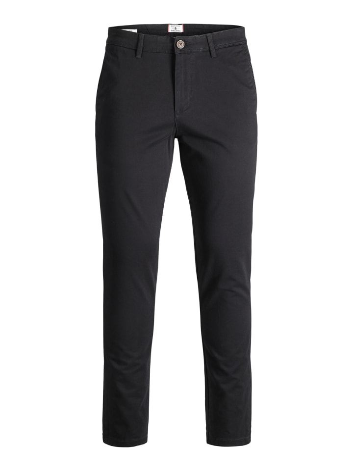 Jack & Jones Baumwolle Stoffhose Chino JPSTMARCO in Schwarz günstig kaufen