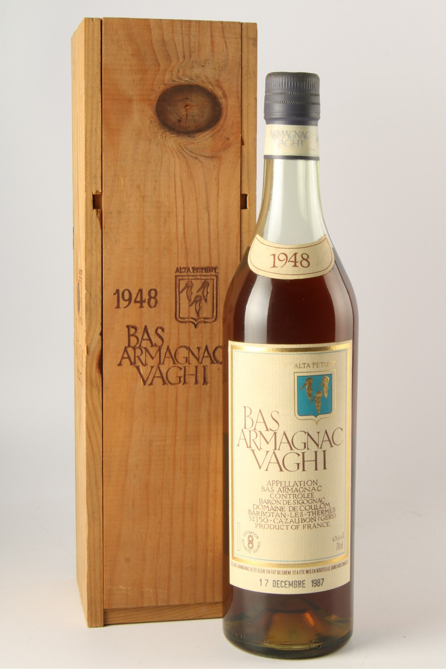 Vin 1948 VAGHI Bas Armagnac 1948, Armagnac. Vin ancien - SoDivin