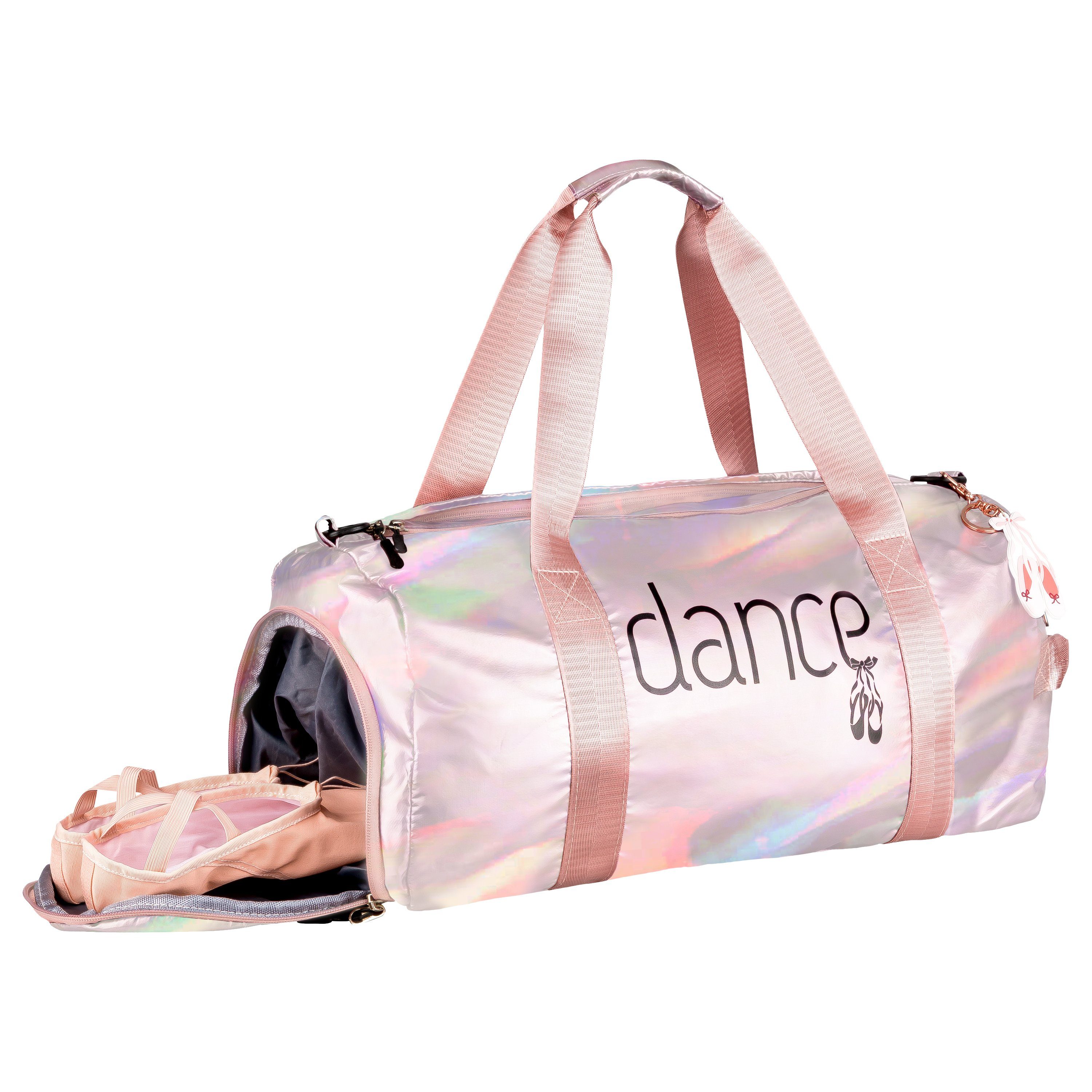 tanzmuster Sporttasche Ballett Tasche rosa metallic, mit Dance / Ballettschuhe Aufdruck