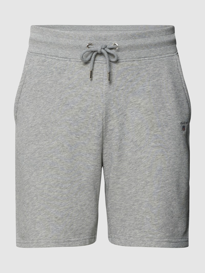 Sweatshorts mit Label-Stitching in flanell meliert
