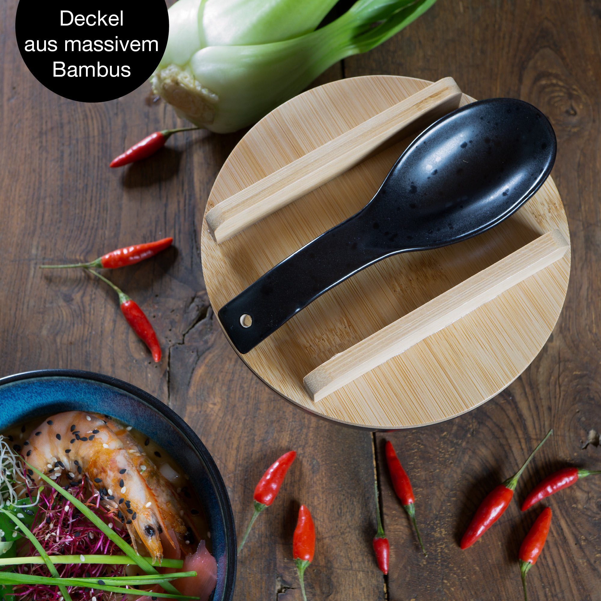 Moritz & Moritz Suppenschüssel 2x Ramen Schüssel Blau, Keramik, (2 Personen), Ramen Bowl Set