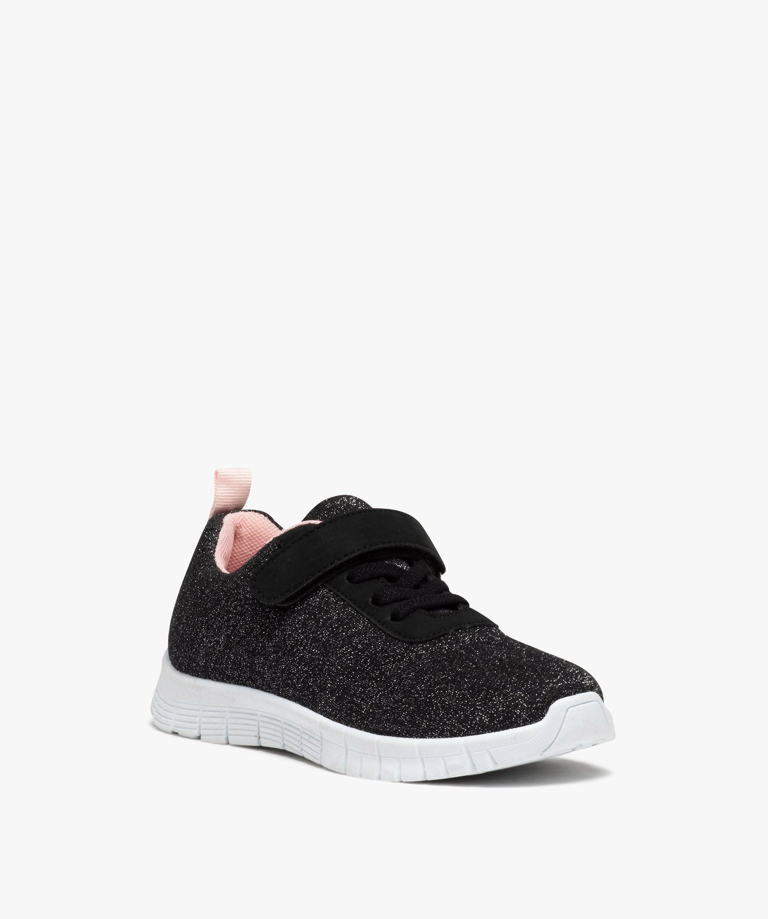 Baskets pailletées fille avec fermeture scratch noir | GEMO