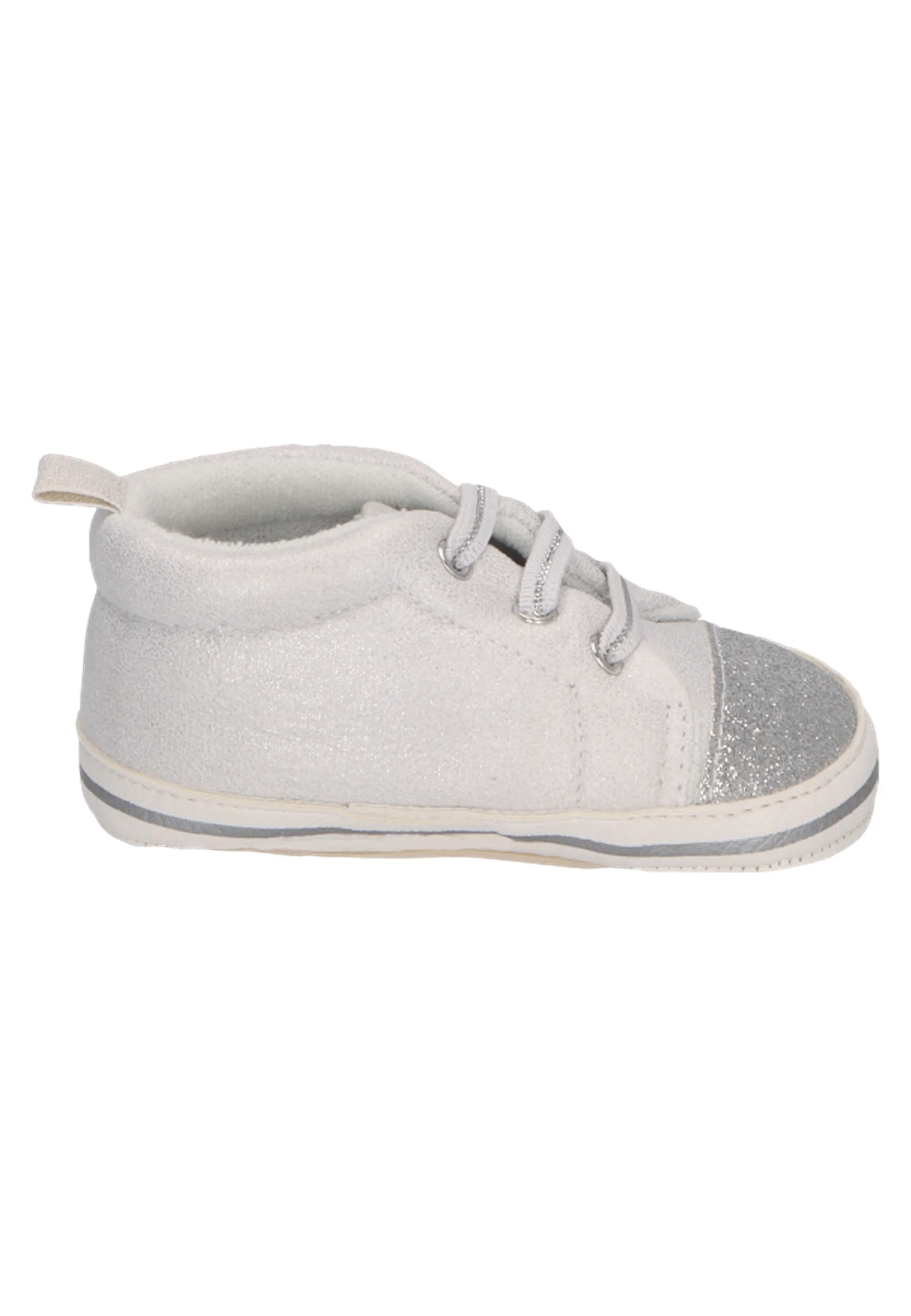 Babyschuh mit elastischen Schnürsenkeln in lichtgrau
