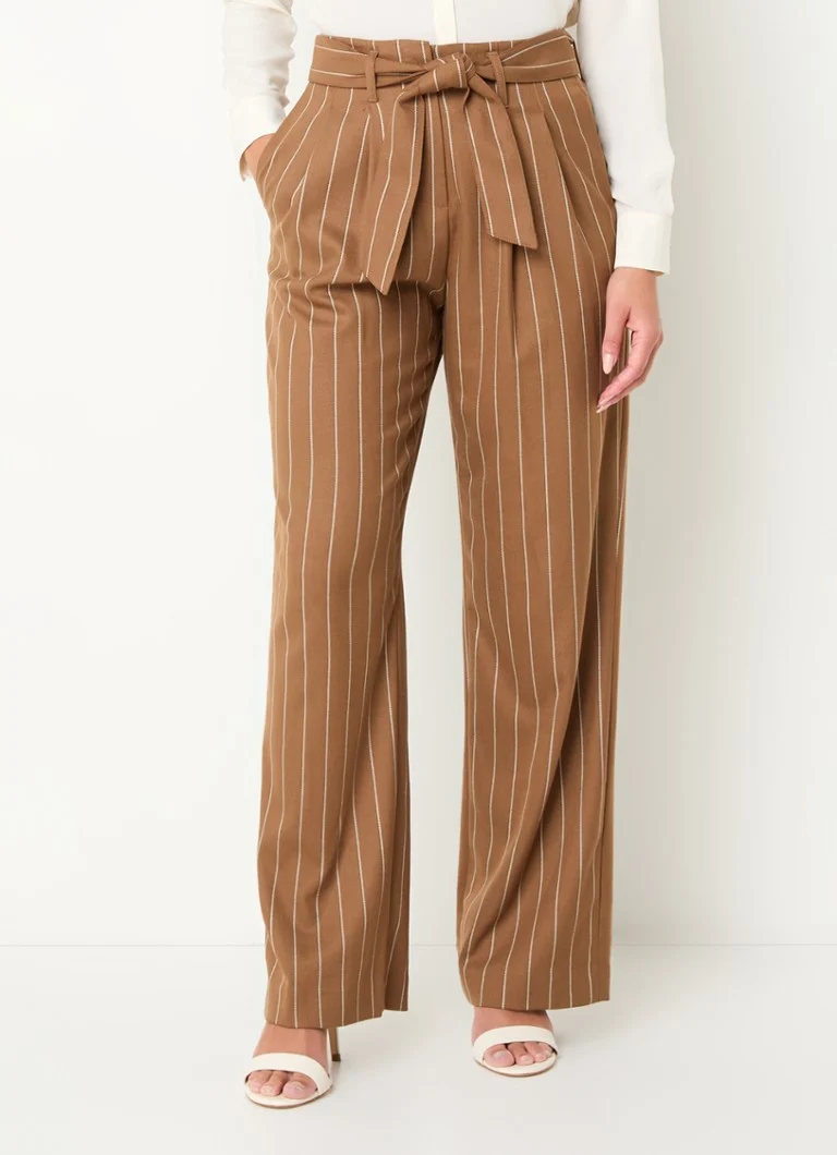 Pantaloni LKBennett Ellis cu talie înaltă și croi larg, cu curea