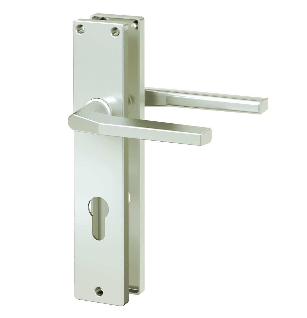 Basi Langschild-Drücker-Garnitur - ZB 4100 - Alu F2 - eckig - Lochung: Profilzylinder