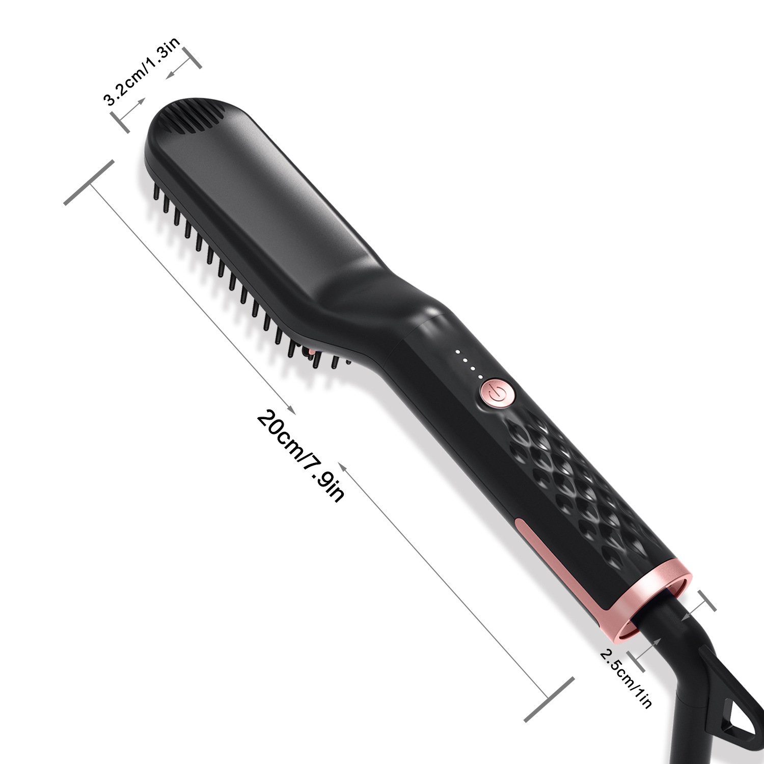 ERHWIO Bartbürste Haarglättungsbürste 3in1, Ionen-Heizung, einstellbare Temperatur, Bartbürste, Verbrühungsschutz, 30 Min. Abschaltung Männer/Frauen