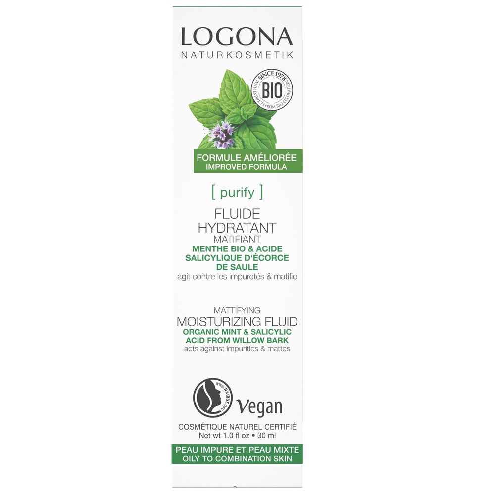 logona Fluide matifiant menthe bio acide salicyl, 30ml Crèmes visage