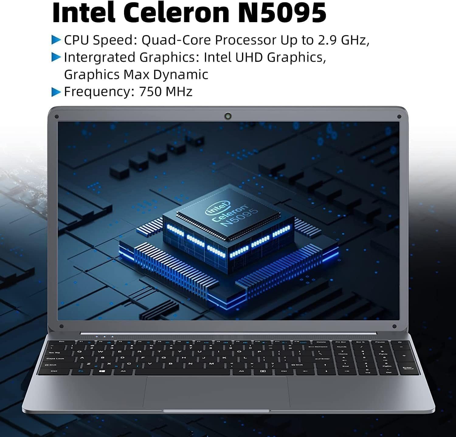 SGIN Notebook (Intel Celeron N5095, UHD Grafik, 512 GB SSD, Full HD Display 12GB Ram vielseitige Anschlüsse, leicht und tragbar)