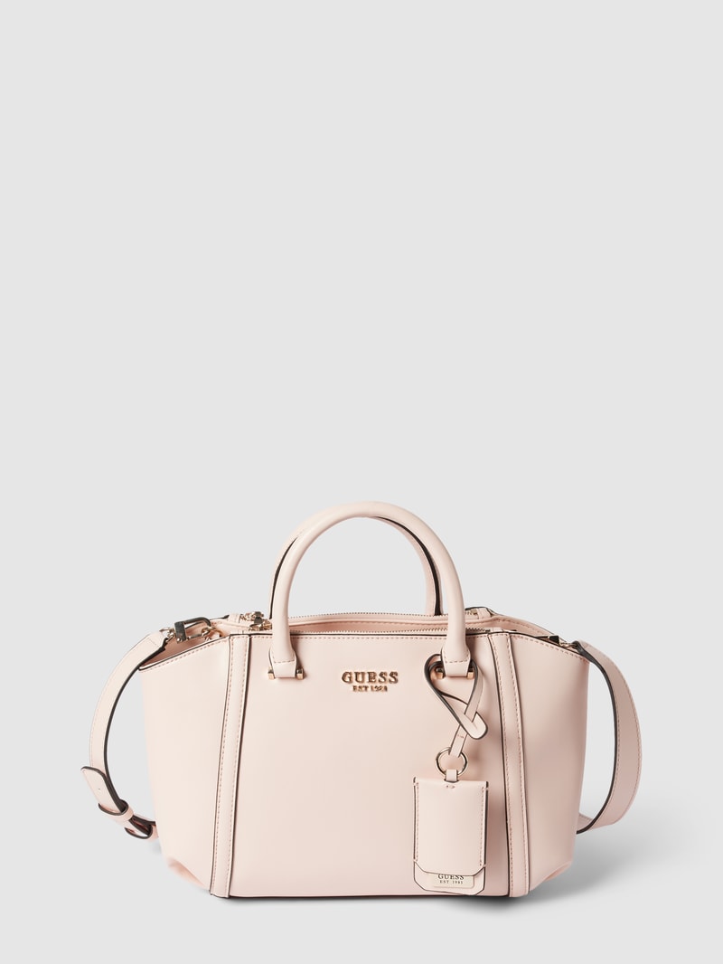 Handtasche mit Label-Applikation in metallic Modell 'LEIE' in rosé