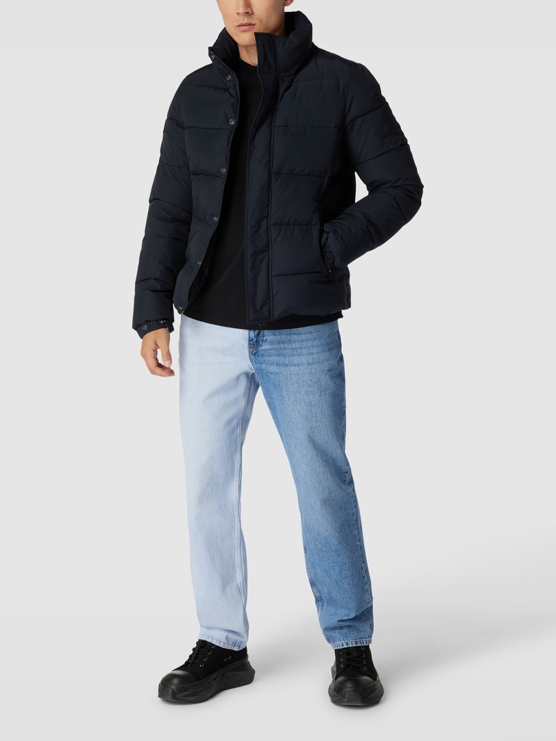 Steppjacke mit Stehkragen in dunkelblau